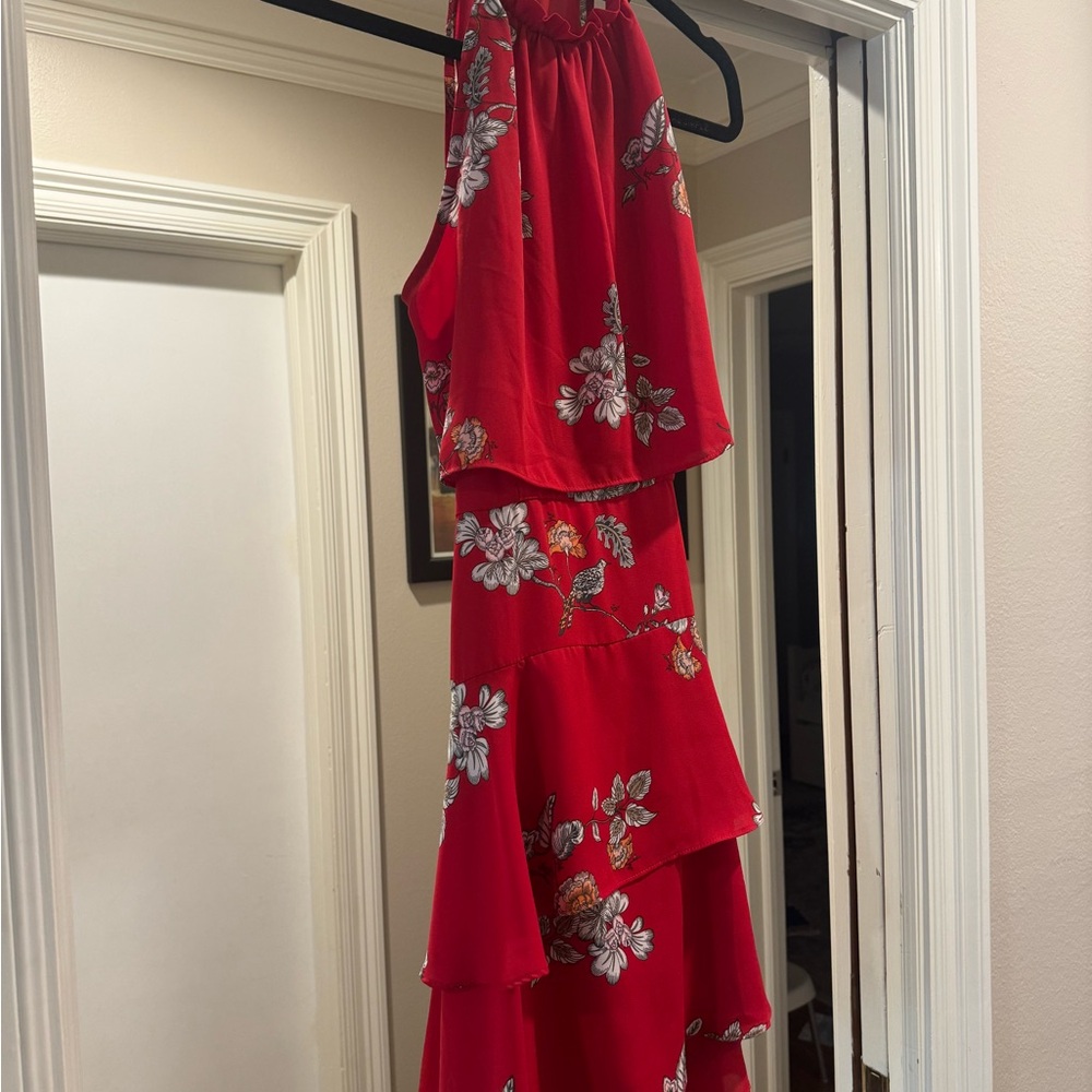 BB Dakota Floral Red Halter Dress